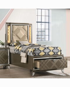 Skylar Twin Bed W/Led & Storage
