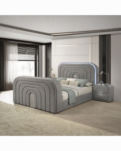 Shelyn Queen Bed w/Led, TV Stand, Fireplace & Bluetooth