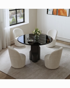 Kinton Round Dining Table w/Natural Marble Top