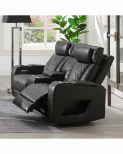 Taddeo Power Motion Loveseat w/Console, Speaker, USB, Wireless Charger & LED