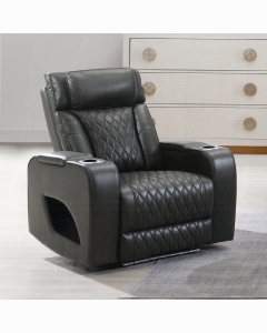 Taddeo Power Motion Recliner w/Power Headrest, USB, Wireless Charger & LED